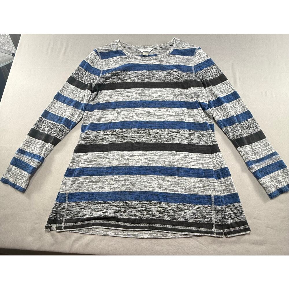 Christopher & Banks Women’s Striped Tunic  Blue Gray Long Sleeve  Size M